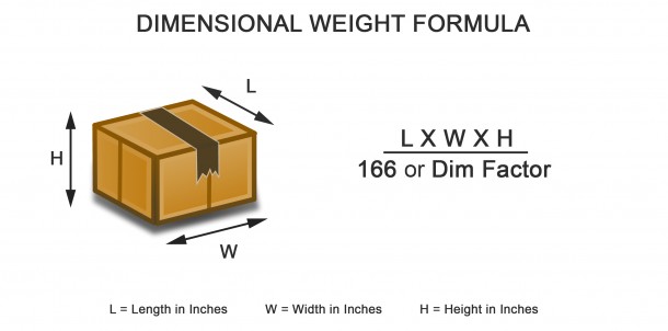Dimensional weight shipping formula 